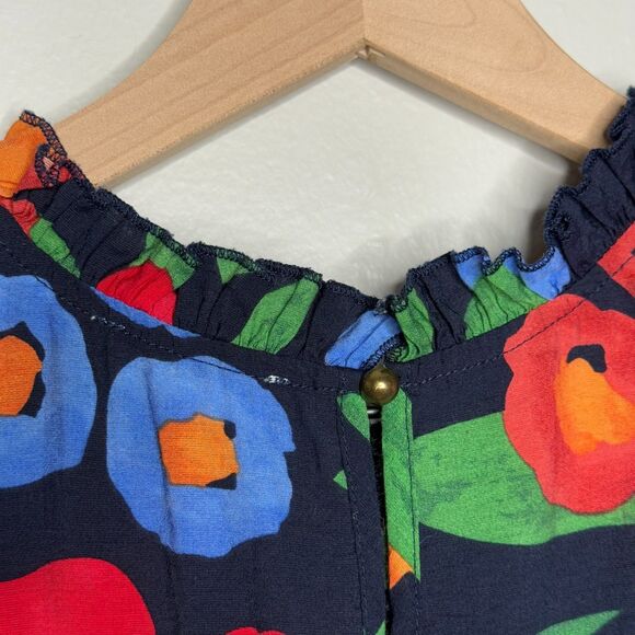 Entro Womens Floral Top XL Multicolor Feminine Blue Ruffle Blouse‎ Brunch Office - Picture 10 of 10